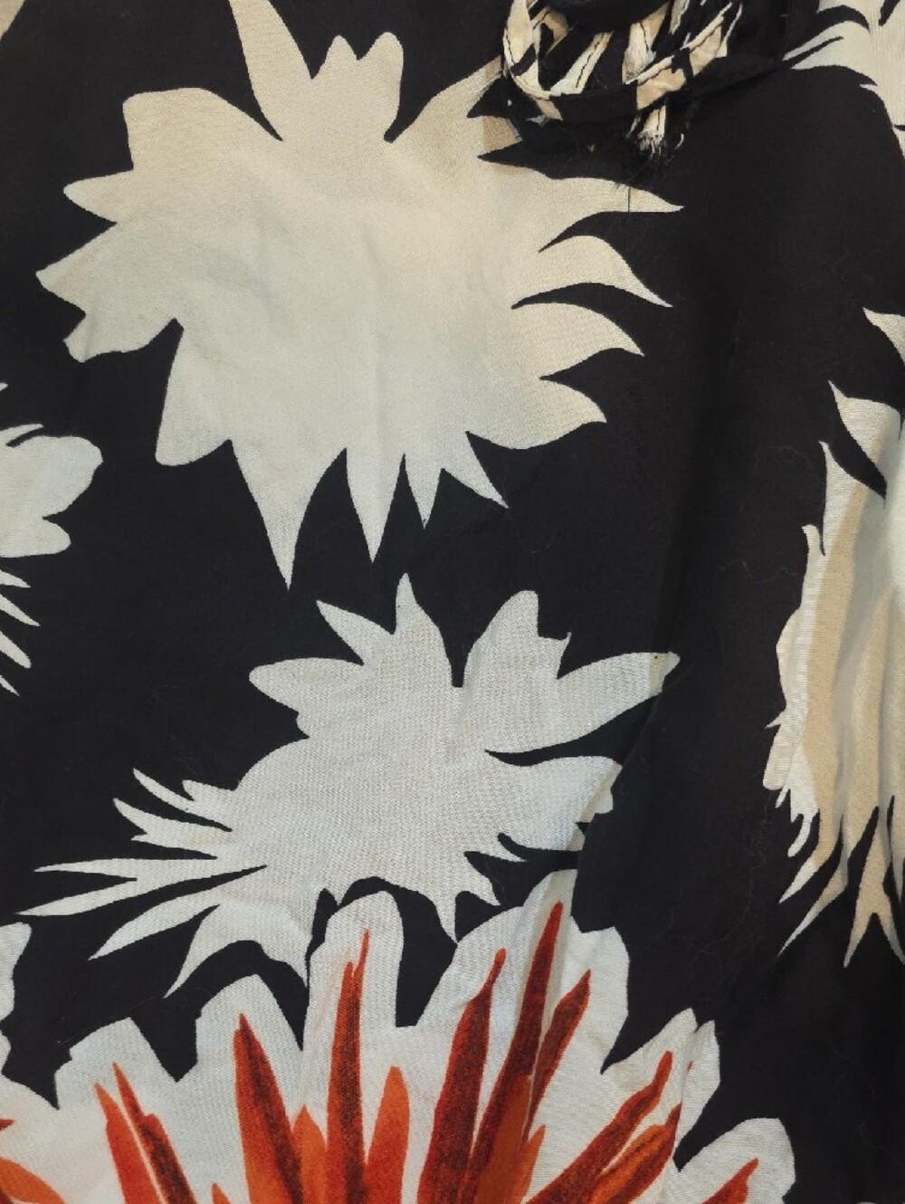 Strapless Wide-Leg Jumpsuit in Black, White & Orange - Picture 8 of 12